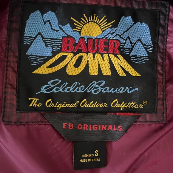 Eddie Bauer red/black plaid down filled vest - Picture 4 of 5